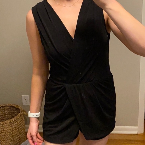 BCBGeneration Black Surplice Romper S - Picture 4 of 10